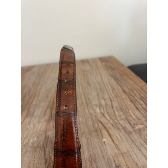 VTG Brighton Onyx 1998 Brown Alpine Croco Alligator Leather Belt Size 43 - Picture 7 of 7